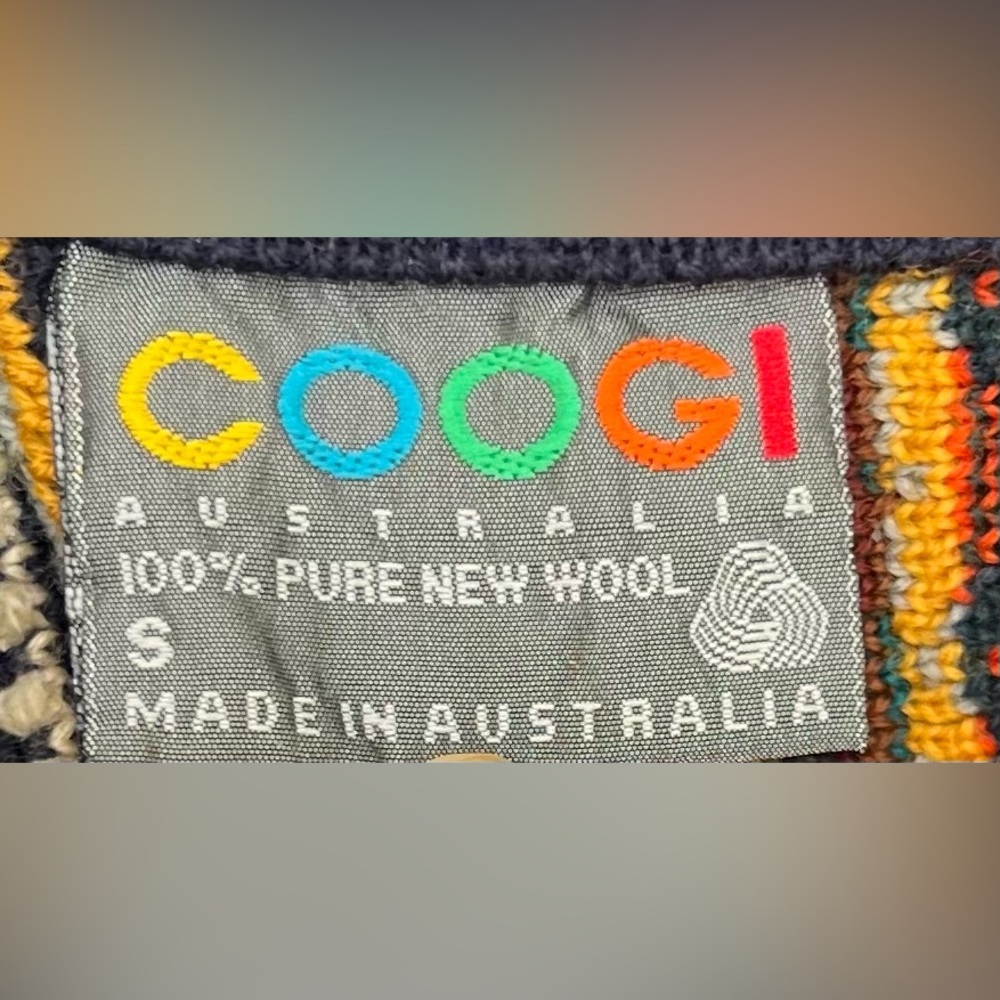 Vintage Coogi Cardigan Sweater S Multicolor 3D Knit Wool 90s Australia Eclectic - Picture 7 of 7